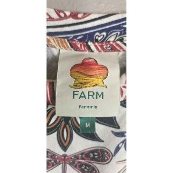 Farm Rio Paisley Print Midi Dress Medium Belted Tassel Side Slits 100% Cotton - Picture 3 of 10